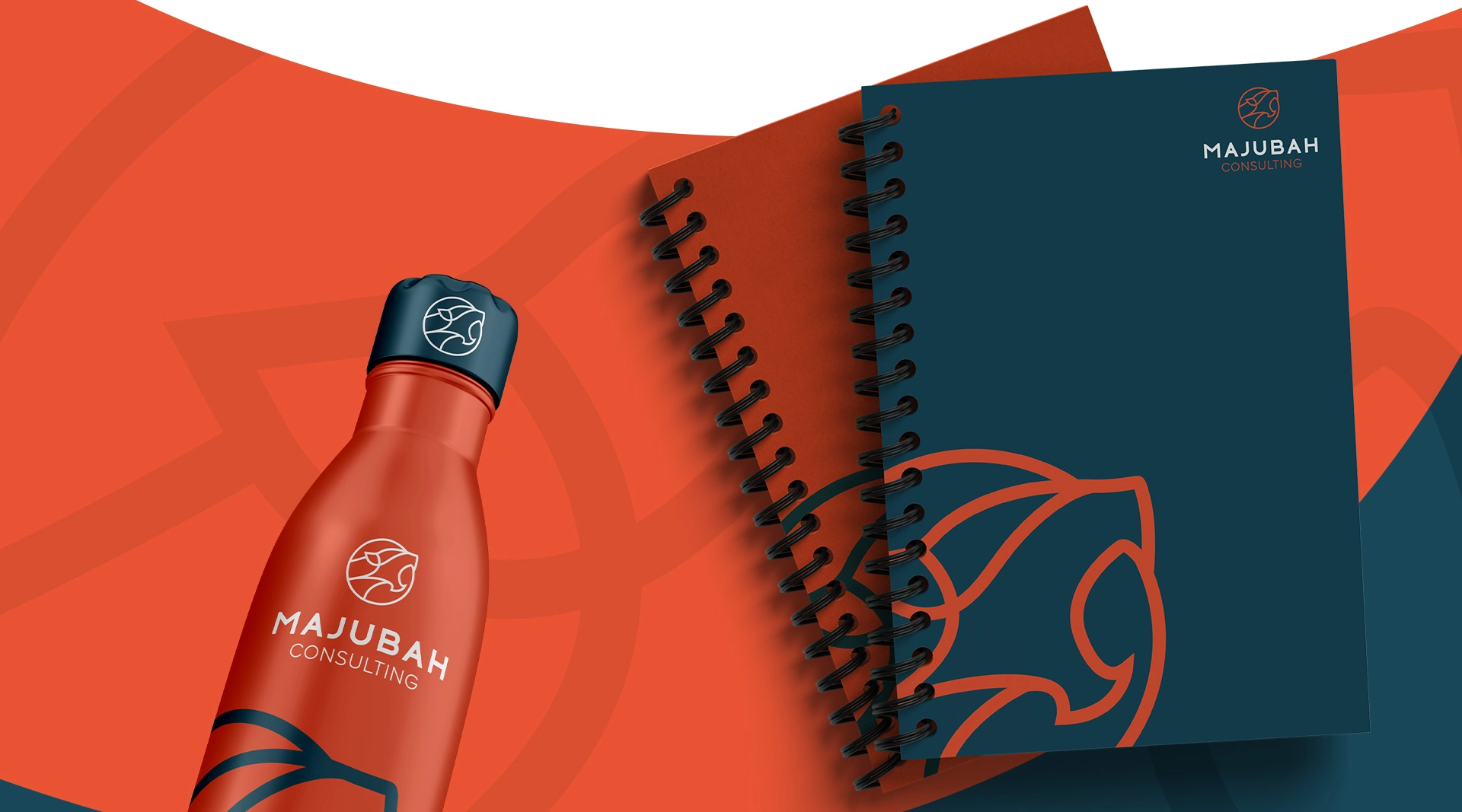 orange électrique et bleu pétrole identité visuelle consultant financement